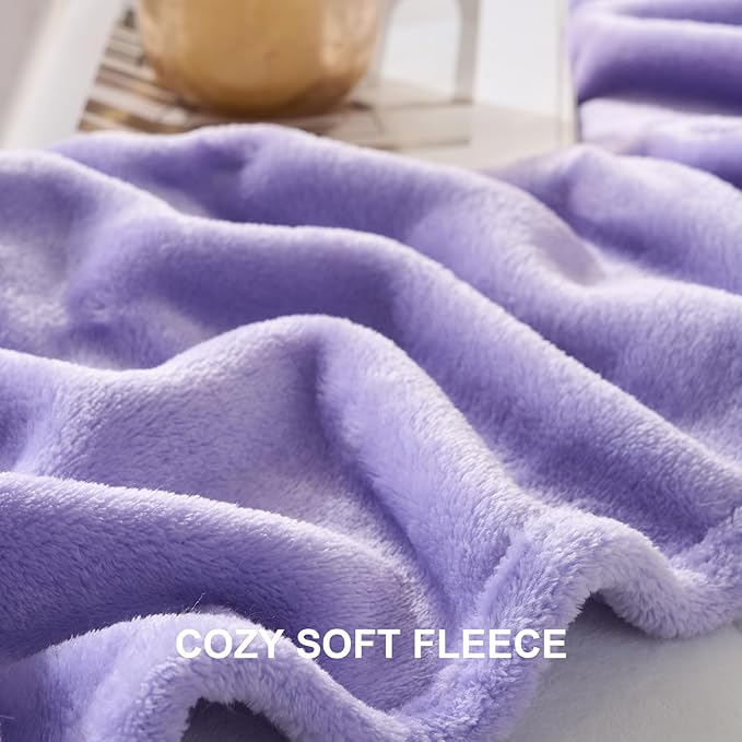 Hansleep Fleece Lilac King Blanket, Super Soft Flannel Fuzzy Plush Cozy Blanket for All Seasons, Lilac, King 90x108 Inches