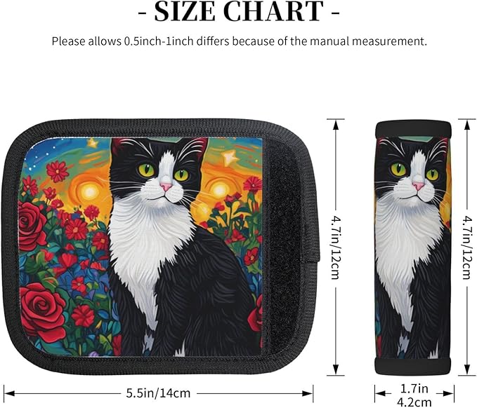 Black And White Cat Roses Luggage Handles Wrap Grips For Suitcases Luggage Travel Accessories For Airplane 2pcs