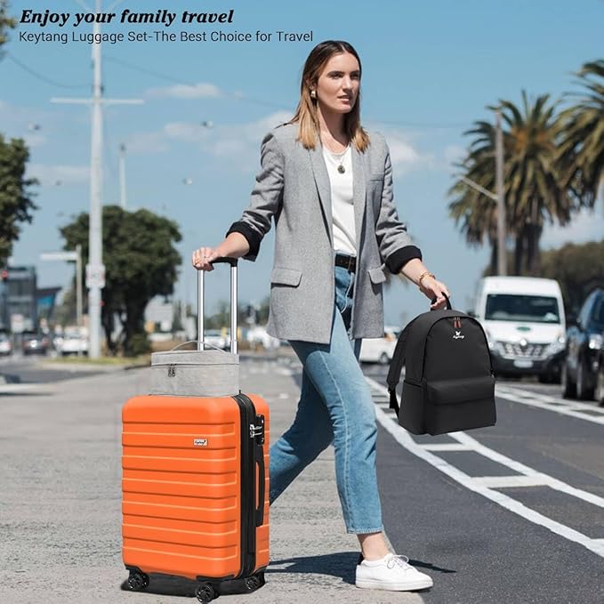 Zebra 20" Expandable Carry-On, Lightweight Hardshell Suitcase with Spinner Wheels, Orange