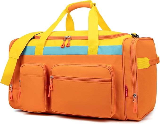 HawLander Large Kids Duffle Bag for Travel, Overnight, or Weekender, 22" inch (Orange)