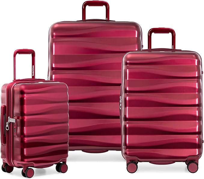 Traveler's Choice Edinburgh II Hardside Spinner Luggage, TSA Lock, Red, 3 Piece Set (21/25/29)