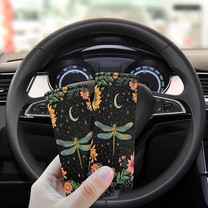 BIGCARJOB Flower Dragonfly Luggage Handle Wrap for Suitcase 2 Pack No-Slip Door Handle Protector Covers Luggage Handles Wrap Grips Personalized Luggage Tags Replacement