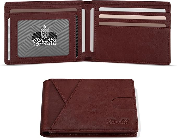 Zitahli Bifold Wallets for Men - Slim RFID Leather Credit Card Holder for 6-11 Cards, Minimalist Thin Wallet with ID Window & Cash Slot,Front Pockt Carteras Para Hombres, Birthday Gifts for Men | Slim, RFID Blocking, Premium, Front Pocket, Gift Box, Le...