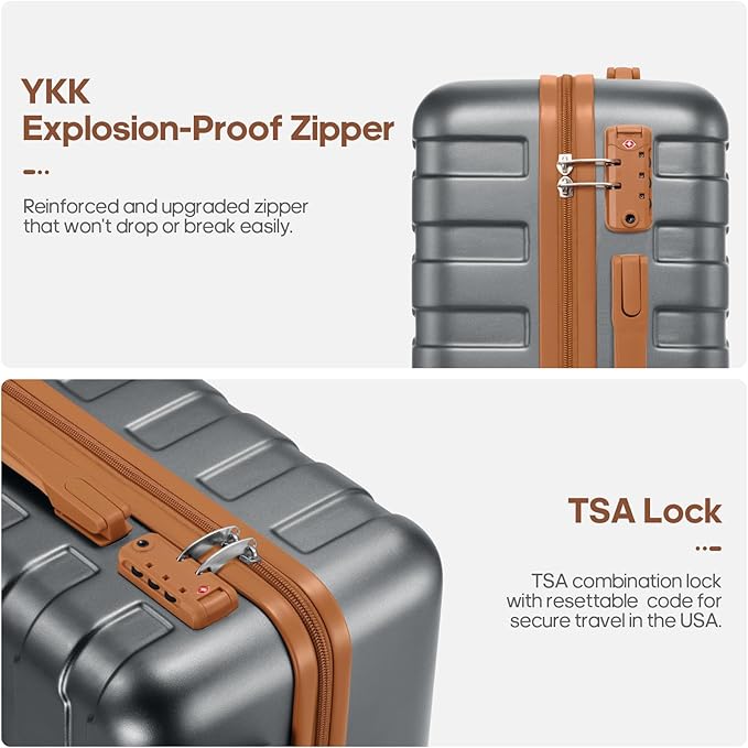 Luggage Sets 3 Piece, 20 Inch Hardshell Carry On Luggage 22x14x9 Airline Approved, Suitcase with TSA Locks & YKK Zippers, Carry On Suitcase with Wheels for Men & Women Travel