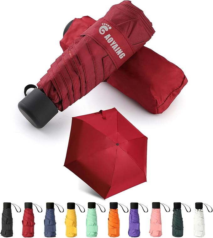 GAOYAING Small Mini Umbrella with Case Light Compact Design Perfect for Travel Lightweight Portable Parasol Outdoor Sun&Rain Umbrellas 34 Inches