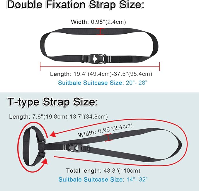 Vigorport Luggage Connector, Straps for Suitcase, Add A Bag Adjustable Attachment Accessories (Medium-Cam Buckle)