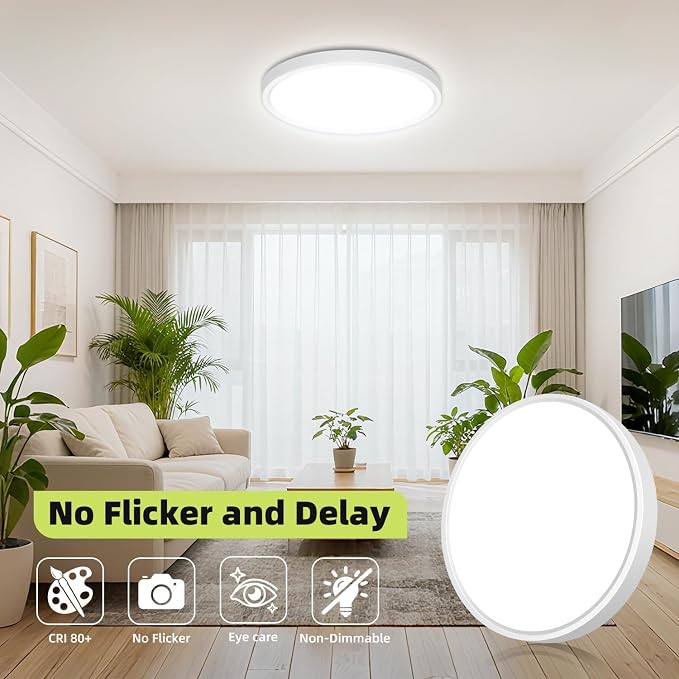hepside 8Pack 12Inch LED Flush Mount Ceiling Light Fixture,5 Color Temperature Options Closet Light Fixture,Small Round Slim Surface Ceiling Lamp for Hallway,Bathroom,Bedroom,Kitchen,Interior