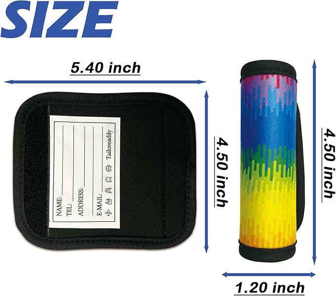 5 Pack Luggage Handle Wrap, Neoprene Suitcase Handle Cover, Bright Color Luggage Identifier for Easy Airport Pickup, Soft Grip Travel Accessories for Cruise Airplane, Rainbow