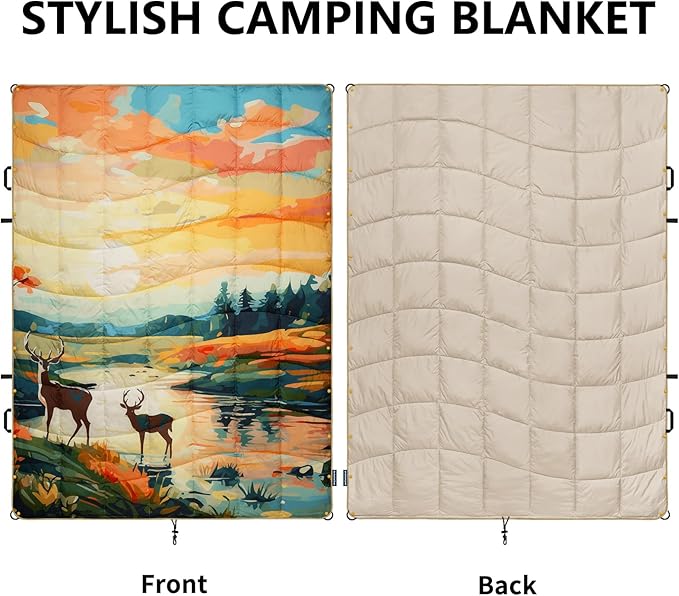 Camping Blanket, Puffy Blankets Lightweight Windproof Resistant for Outdoors,Hiking, Backpacking,Car,Picnic,Stadium