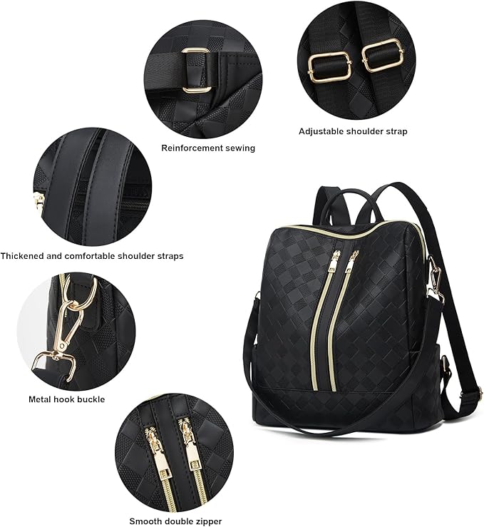 Makes Backpack Purse for Women PU Leather Travel Satchel Handbag Convertible Design Bag with Purse 2 Piece