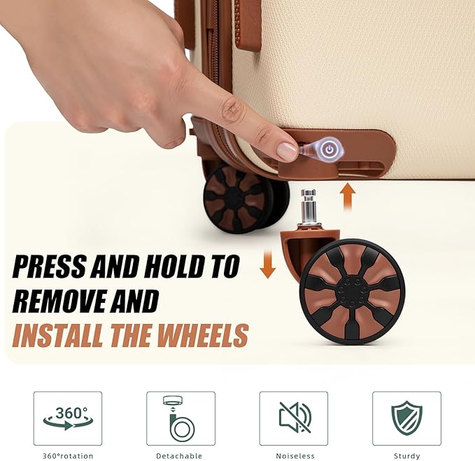 Expandable Luggage Sets 5 Piece with Detachable Spinner Wheels and TSA Lock,ABS Hard Case Suitcases with Wheels,Carry On Luggage Set