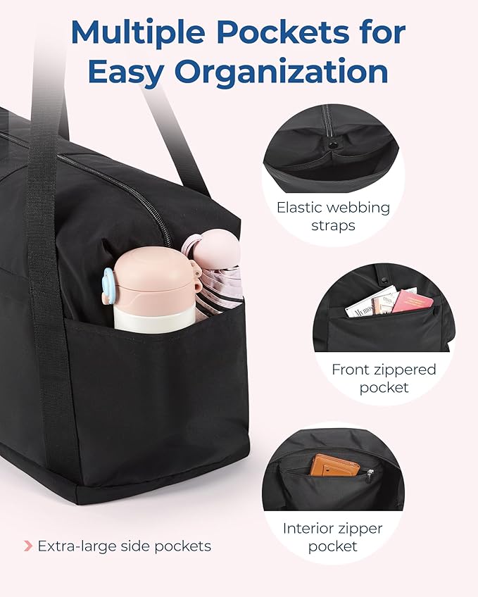 BAGSMART Personal Item Travel Bag For Spirit Airlines, 23L Lightweight Gym Bag for Women Foldable Duffle Bag Weekender Overnight Bag for Travel, Gym