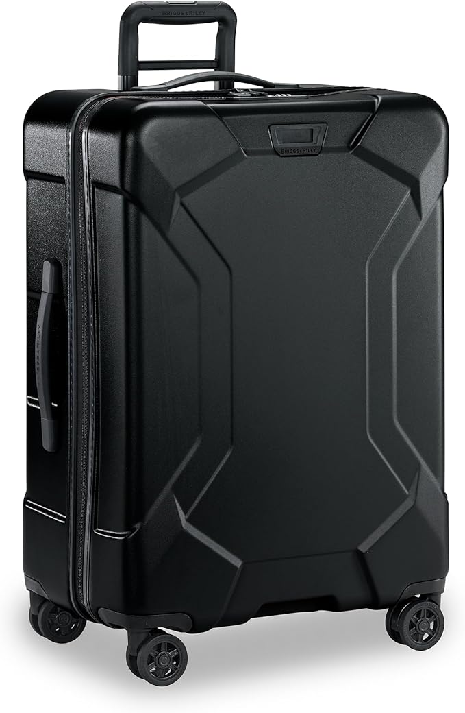 Briggs & Riley 27" Medium Spinner - Checked Luggage for Travel, Suitcases with Wheels, Hardside Rolling Bag for Men & Women, Self-Repairing Zipper - Torq Collection, Stealth Black