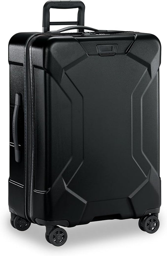 Briggs & Riley 27" Medium Spinner - Checked Luggage for Travel, Suitcases with Wheels, Hardside Rolling Bag for Men & Women, Self-Repairing Zipper - Torq Collection, Stealth Black