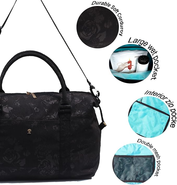 ESVAN Travel Tote Duffel Gym Bag,Weekender Overnight Carry-on Tote Crossbody Bag with Wet Pocket and Trolley Sleeve Upgraded