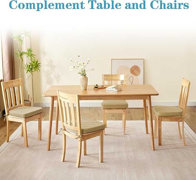 Chair Cushions for Dining Chairs Set of 6, Non Slip Kitchen Chair Pads, 17" x 16" x 2", Indoor Dining Chair Cushions with Ties, D-Shaped Seat Cushions for Kitchen Chairs, Khaki