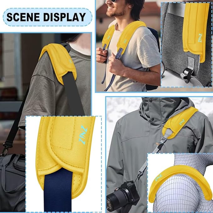 ZINZ 2-Pack Universal Shoulder Pad with Ultra thick Cushion for Bag Luggage Bag Crossbody, Plus Long & Anti-Slip & Breathable,Yellow-2Pack