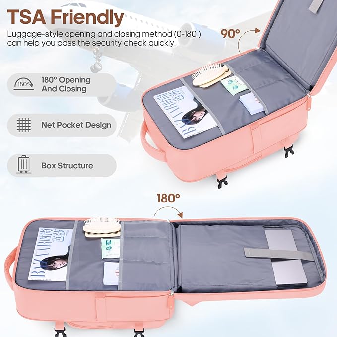 Luggage Sets 3 Piece, Expandable 100% PC Hardshell Suitcase with Spinner Wheels, 20in Suitcase Set with TSA Lock for Women, Carry On Luggage with Travel Backpack (Pink, 20 Inch Set)