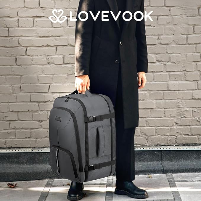 LOVEVOOK Travel Carry on Backpack for Men Women,Expandable 40L Extra Large Travel Laptop Backpack,Water Resistant Durable TSA Airline Approved Business College Carry on Bag Fit 17 Inch Computer,3 Pcs