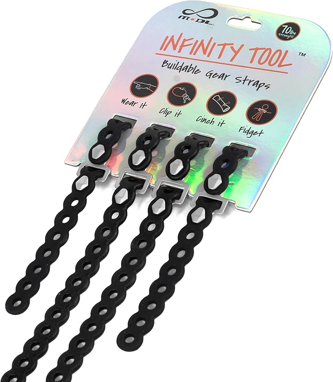 MODL Infinity Tool™ 2.0 Modular Straps (4-Pack) - Flexible Multi-Tool, Gear Strap, Wearable Gadget for Outdoor Adventure, Survival, Camping, Travel, EDC