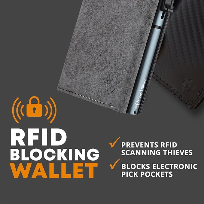 Conceal Plus Card Blocr Pop Up Wallet for Men - Slim Metal RFID Blocking Card Holder (4-6 Cards Ejector) - Minimalist Smart Front Pocket Wallet with Internal Cash + ID Storage
