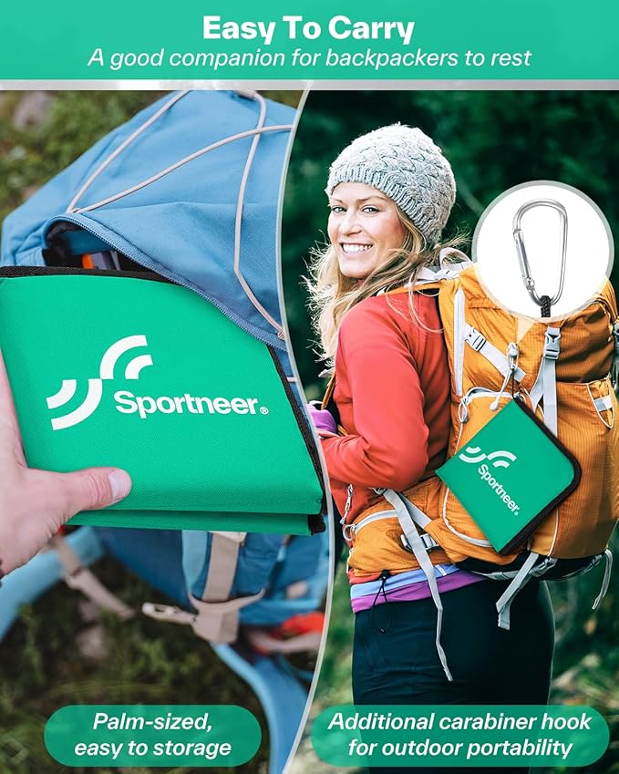 Sportneer Sitting Pad: Lightweight Waterproof Folding Seat Pad for Backpacking, 15.75'' x 15.75'' Portable Camping Seat Mat for Hiking, Picnics Beach & Outdoor Use, 0.13lbs