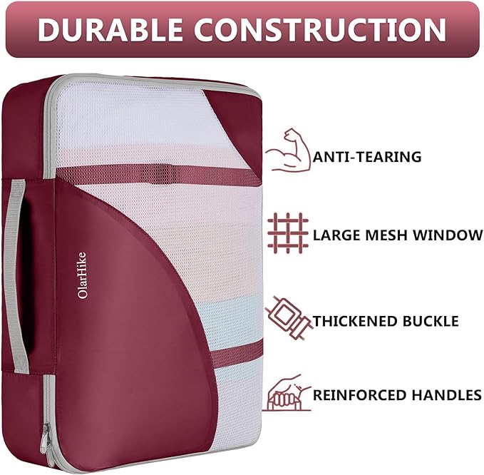 8 Set Packing Cubes for Travel, Gifts for Women Mom,Anti-Tearing Suitcase Organizer for Luggage with Shoe & Hanging Toiletry Bag,OlarHike Vacation Essentials & Accessories for Cruise Ship