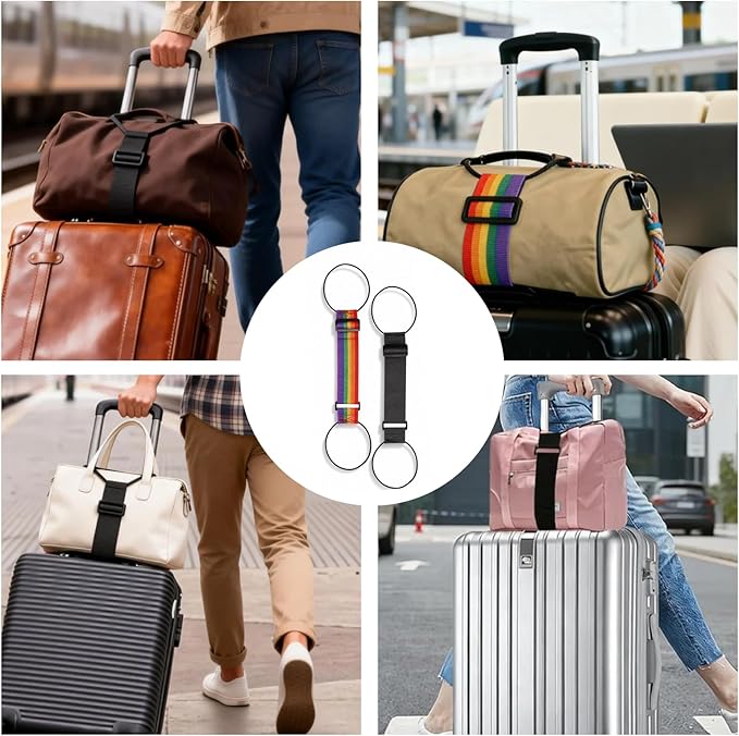 4 Pack Luggage Connector Straps Suitcases, Secure Bag Organization During, Luggage Straps to Connect Two Suitcases, ravel Essentials for Frequent Business Travelers and Family Vacations