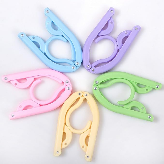 10pcs Colorful Travel Hangers Accessories. Portable Folding Clothes Hangers. Foldable Clothes Drying Rack