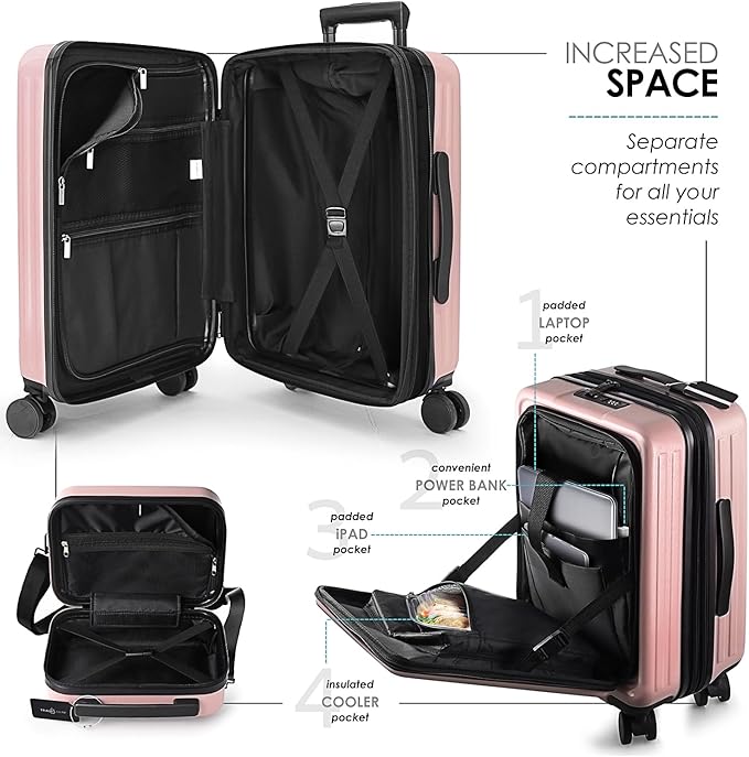 Hard Shell Luggage Sets with Spinner Wheels 4 Piece, Expandable Large Suitcases with TSA Lock, Travel Large Suitcase Set, Black Luggage Set