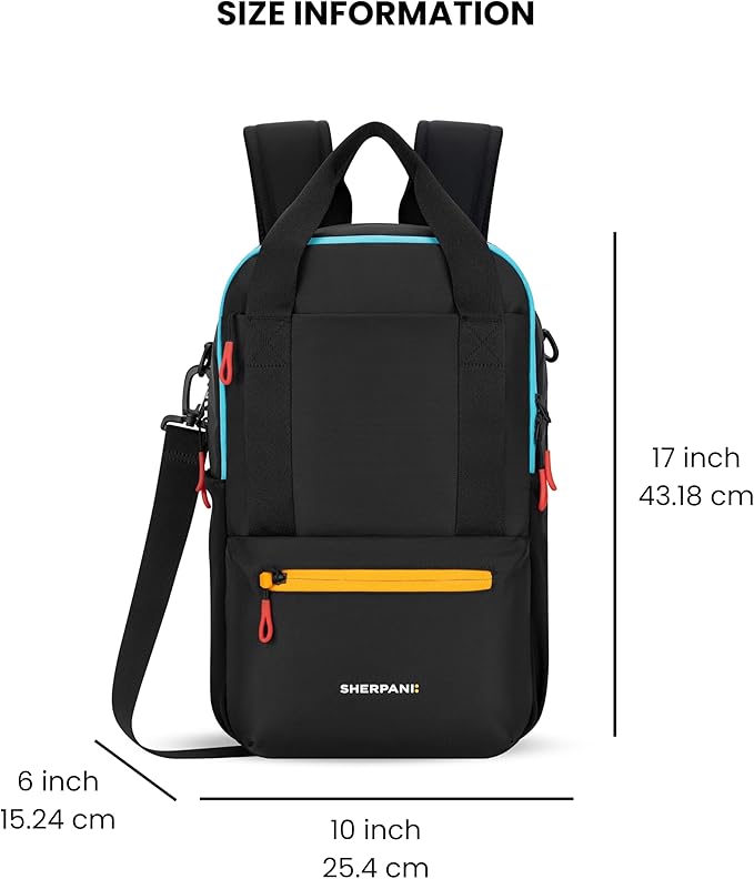 Sherpani Camden, Convertible Backpack, 3 in 1 Tote Bag, 18L Travel Backpack, Crossbody Bag, Cross Body Purse, Travel Gifts, RFID Protection, Fits 13” Laptop (Chromatic)
