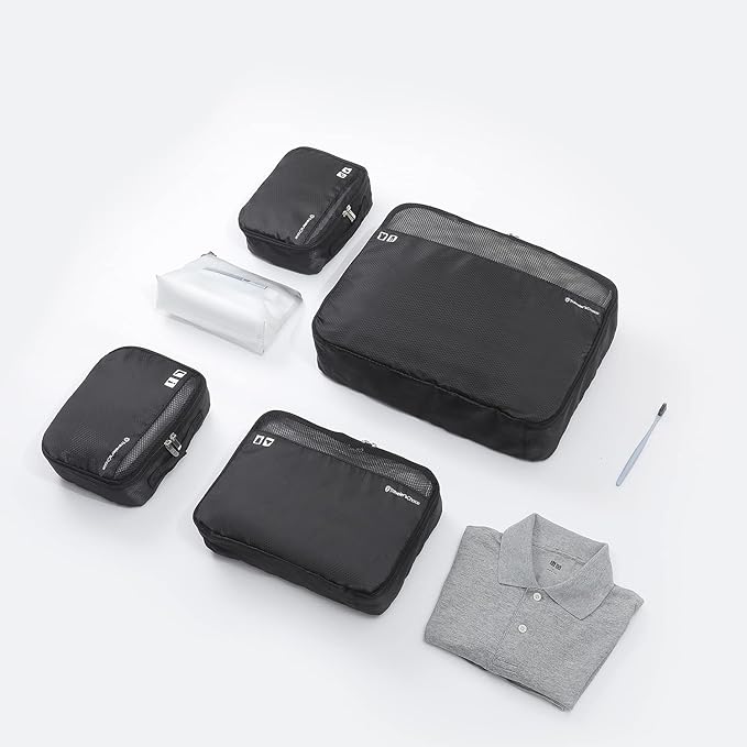 Traveler's Choice Cloverland Packing Cubes 5 Piece Set, Black