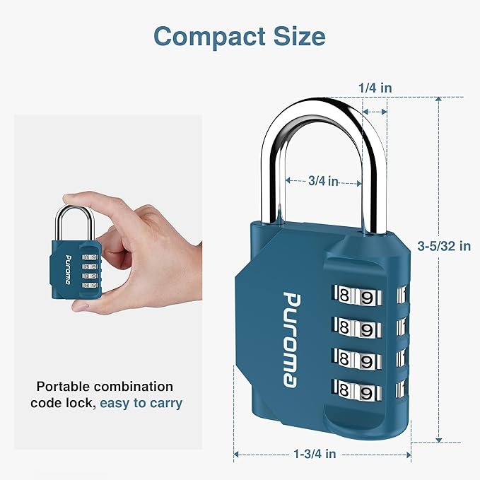 Puroma 2 Pack Combination Lock for Locker 4 Digit Outdoor Waterproof Padlock for School, Gym, Sports, Fence, Toolbox, Gate, Case, Outdoor, Hasp Storage, Cabinets (Dark Green)