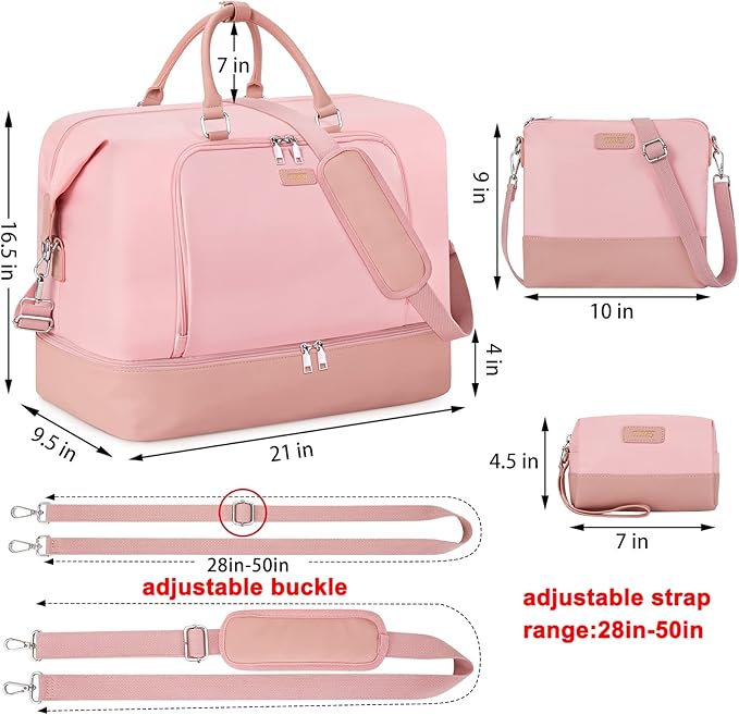 Travel Weekender Bag for Women, 21" Overnight Bag with Shoe Compartment 50L Large Travel Duffel Bag Carry On Tote for Weekend, Overnight, Business Trips, Water Resistant