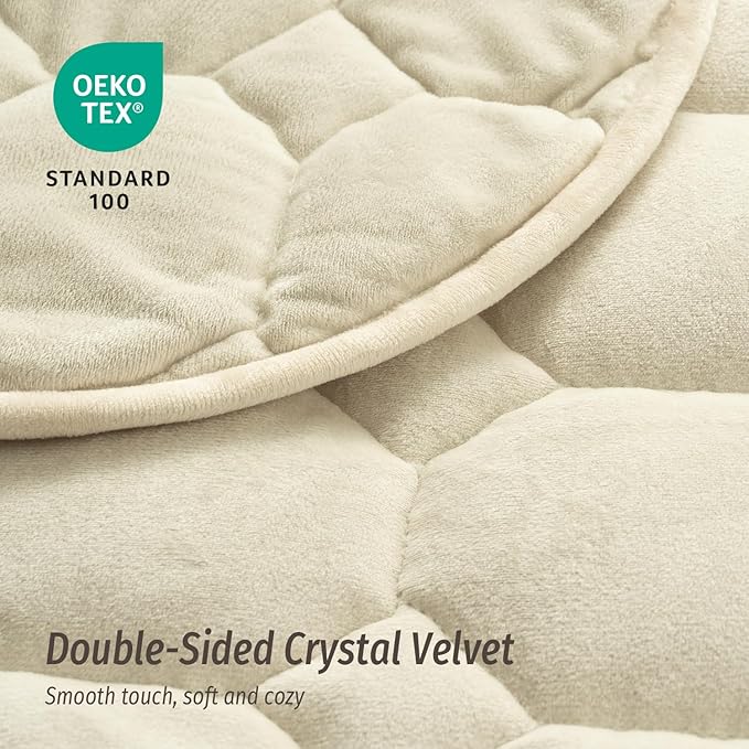 Wemore Weighted Lap Blanket 7lbs for Adults, Small Weighted Blanket for Travel, Calming, Relaxing, Napping and Sleeping, All-Season Weighted Lap Pad, Machine Washable, Beige 24x29 inches