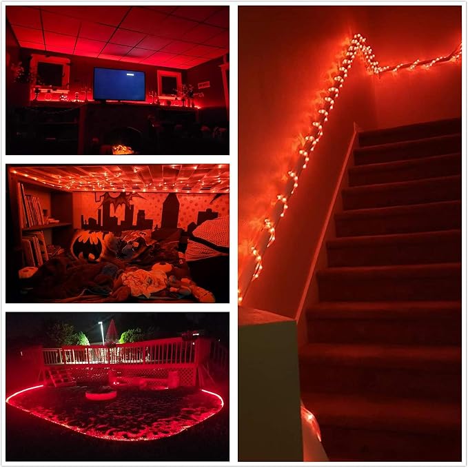 100Ft LED Rope Lights, LED Strip Lights Outdoor Waterproof Decorative Lighting for Indoor/Outdoor, Eaves, Backyards Garden, Halloween and Christmas Decorations(Christmas Red)