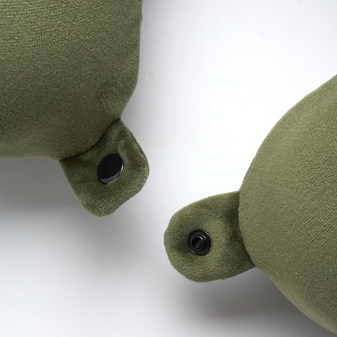Brookstone Travel Neck Pillow - Lightweight Fleece Casing U-Shaped Stuffable Memory Foam Travel Pillow for Sleeping and Neck Support, Olive