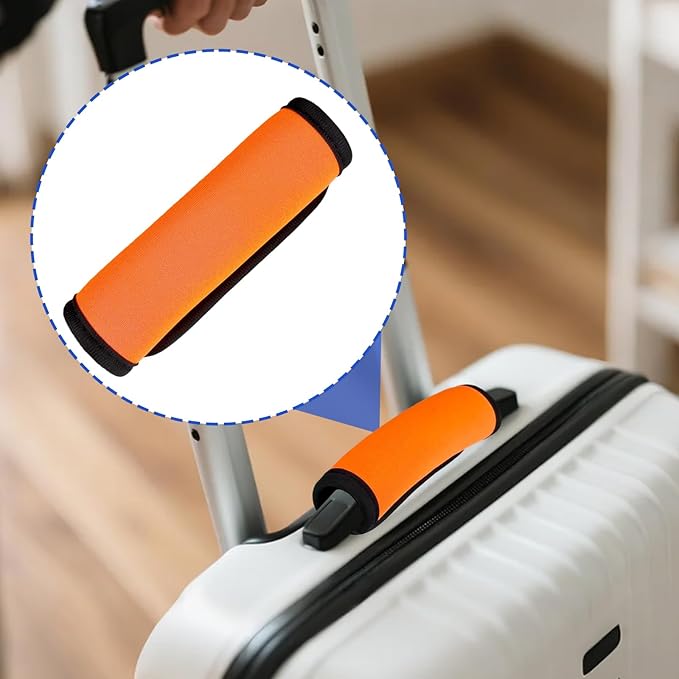 6 Pack Luggage Handle Wrap for Suitcase Luggage Tags Bright Soft Suitcase Identifiers Luggage Handle Covers Travel Accessories, Orange