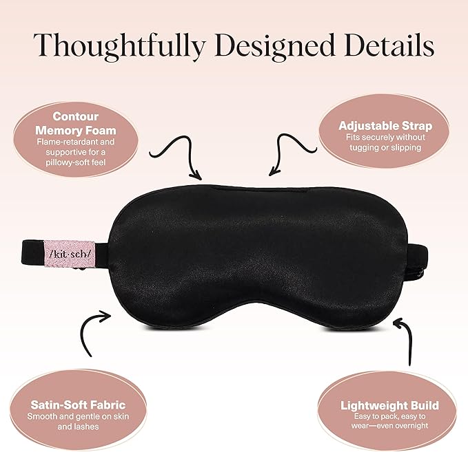 Kitsch Weighted Satin Sleep Mask - Weighted Eye Masks for Sleep and Travel - Lavender Ultra-Soft Sleeping Eye Mask for Women and Men - Light Blocking, Adjustable Strap, (4.1oz/116g)