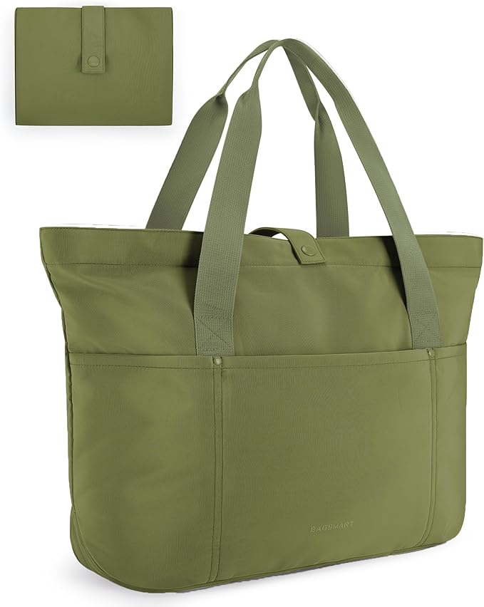 BAGSMART Tote Bag for Women, Foldable Tote Bag With Zipper Travel Large Shoulder Bag Handbag for Work