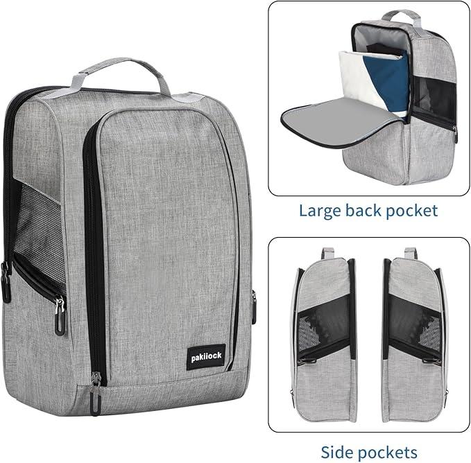Golf Shoe Bag Zippered travel sport shoe bags With Mesh Ventilation, large back pocket and side pocket for men women