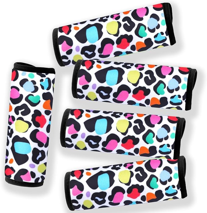 Neoprene Luggage Handle Wrap Fluorescent Colors Luggage Identifiers/Tags/Marker (Leopard)