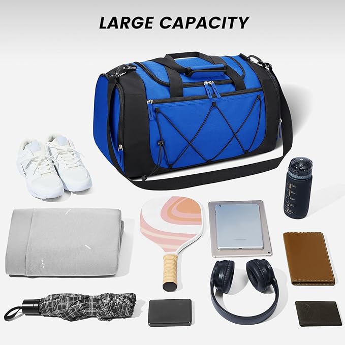 Vorspack Gym Bag for Men - 21 Inches Duffle Bag for Travel Lightweight Duffel Bag with Shoe Compartment Personal Item Travel Bag Weekender Bag for Travel Sports Gym - Blue