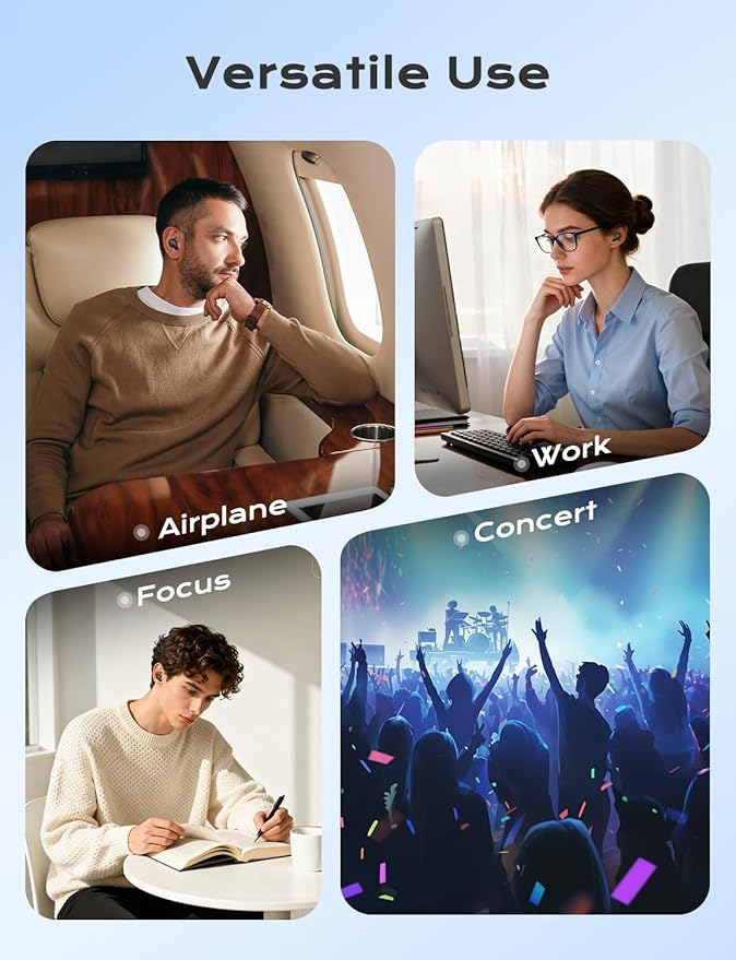 Concert Ear Plugs, 45dB Noise Cancelling Earplugs with 3 Eartips 1 Case, High Fidelity Hearing Protection Ear Plugs for Concerts Work Airplane Focus etc