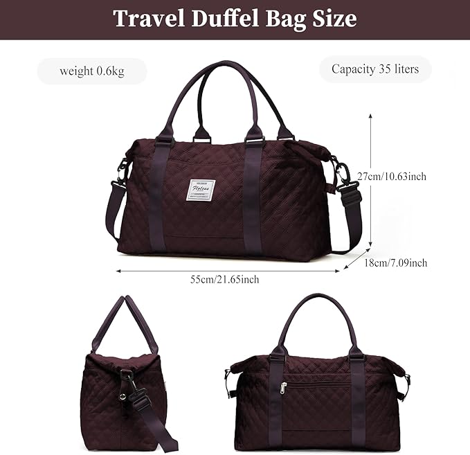 SYCNB Travel Duffel Bag for Women, Gym/Weekender/Carry-On Bags with Toiletry Bag & Adjustable Strap,Personal Item Bags