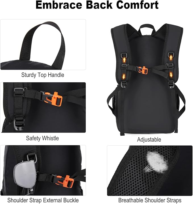Nerlion 35L Hiking Backpack Travel Backpack for Men Women Camping Waterproof Outdoor Hiking Daypack Lightweight Backpack Black Orange