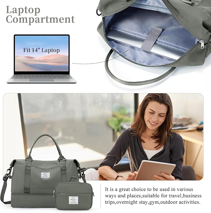 Weekender Bags for Women,Personal Item Travel Bag with Shoes Compartment,Overnight Travel Duffel Bag with Toiletry Bag