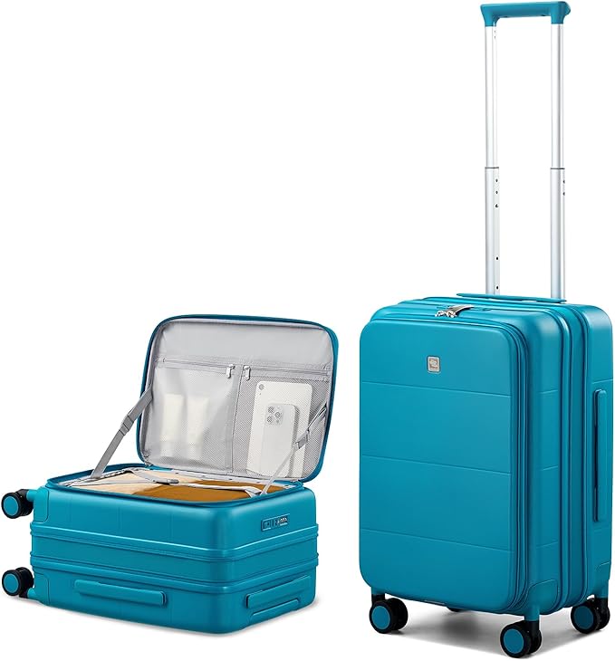 Hanke Hardside Expandable Carry On Luggage, 20 Inch Top Opening Trunk Luggages with Spinner Wheels, All-PC Hard Shell Carry-On Suitcase, Lightweight & TSA Airline Approved (Caribbean Blue, 46L)