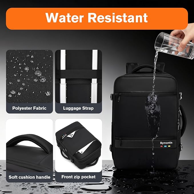 Smart Suitcase-style Laptop Backpack, 25L / 35L Practical Travel Bag for Work, Leisure & Flight, Luggage-Style Commuter Pack (All-Black, 25L)