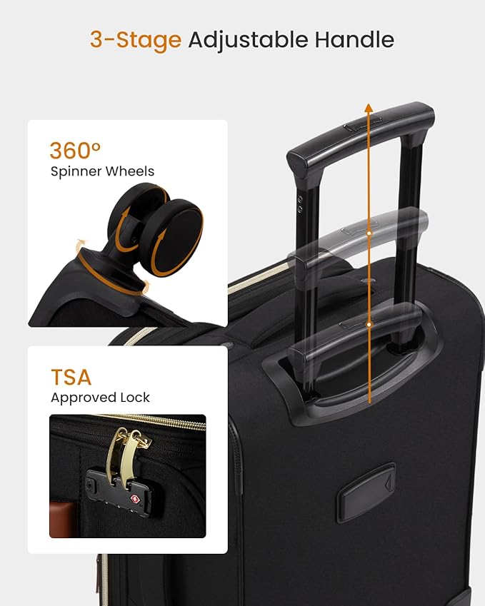 LOVEVOOK 4 Pcs Carry On Luggage 22x14x9 Airline Approved 20 Inch Underseat Carry on Suitcase for Women Men Softside Travel Luggage with Spinner Wheels and TSA Lock